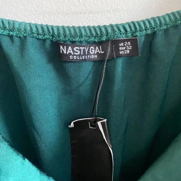 NWT Nasty Gal Green Satin Slip Dress - Picture 4 of 12